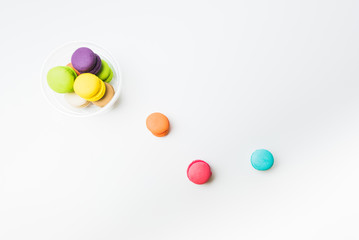 Tasty colorful macaroon on a white background (macaron, macarons, macaroon)