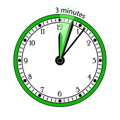 Clock 3 Minutes To Go Vector Illustration