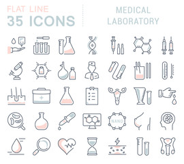 Set Vector Flat Line Icons Medical Laboratory