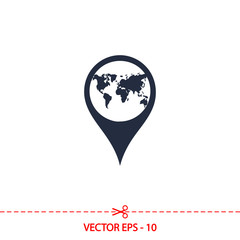 Map pointer flat icon, vector illustration. Flat design style 