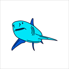 Swimming shark simple flat icon on background