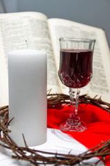 Composition with red wine in glasses