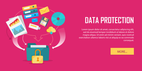 Data Protection Video Web Banner in Flat Style