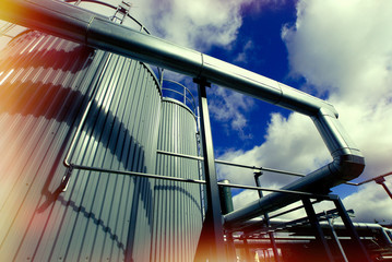 Industrial zone, Steel equipment against blue sky