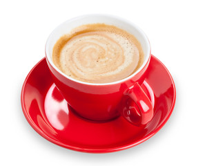 Red cup with coffee isolated