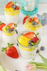 No bake chia cheesecake with mango mousse