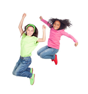 Two children jumping