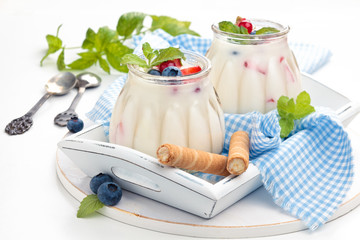 Yogurt with berries.