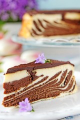 Chocolate and vanilla cheesecake