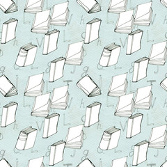 Seamless pattern with books