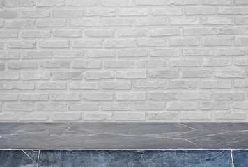 Stone table top and background of grey old concret wall 