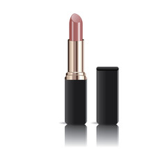 Realistic lipstick with reflection isolated on white background, mock up, vector illustrator