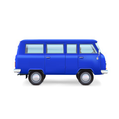 Travel van isolated on white background. Retro bus.