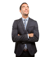 Happy young businessman relaxing