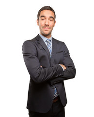 Happy young man with a gesture of satisfy