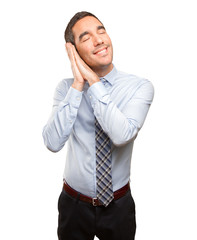 Tired young businessman relaxing