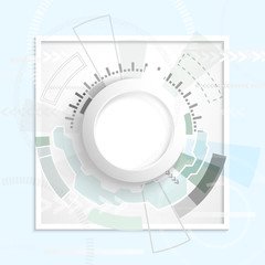 Abstract technological background with various technological elements. Circle place for text