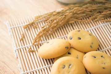 freshly baked chocolate chip cookies