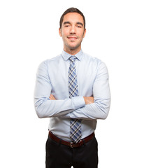 Happy young man with a gesture of satisfy