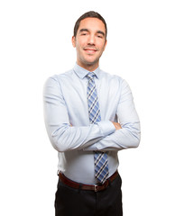 Happy young man with a gesture of satisfy