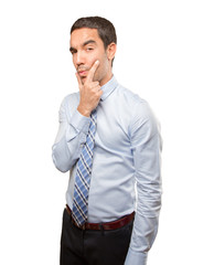 Young businessman doing a gesture of seduction