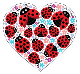 Fototapeta na wymiar Valentine ladybugs theme image 1