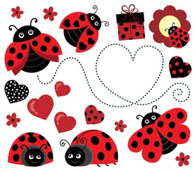 Printed kitchen splashbacks For kids Valentine ladybugs theme image 2
