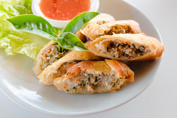 Fried chinese traditional spring rolls