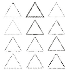 Vector Original drawing tribal triangles Set.