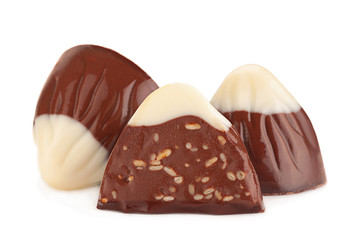 Chocolate candy on white