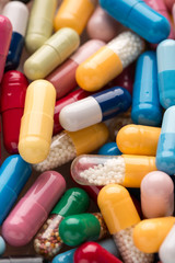 Various multicolor pills and capsules