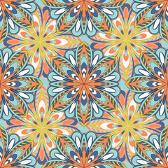 Vector seamless pattern ethnic style background. Vintage decorative texture for wallpapers, backgrounds and page fill. Indian, arabic motive.