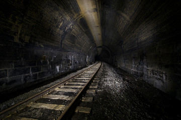 Fototapeta na wymiar Abandoned Railroad Tunnel with Tracks and Rails - Pennsylvania