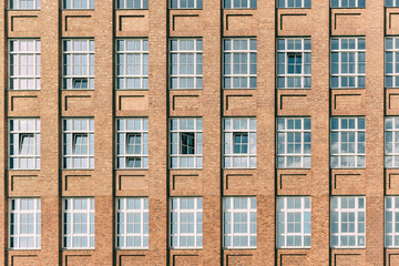 Old red brick industry building facade, Berlin, Germany, Europe, Retro style