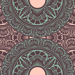 Vector abstract seamless patchwork pattern. Arabic tile texture with geometric and floral ornaments. Decorative elements for textile, book covers, print, gift wrap. Vintage boho style.