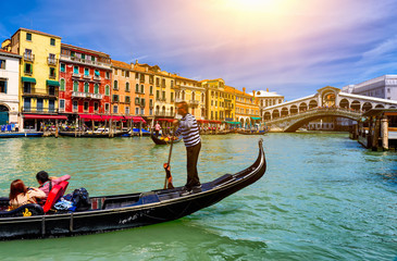 Fototapeta na wymiar view of Rialto bridge and Grand Canal in Venice. Italy