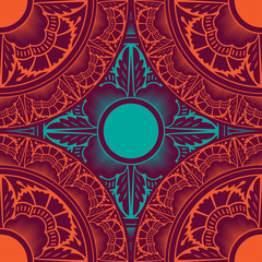 Vector seamless pattern ethnic style background. Vintage decorative texture for wallpapers, backgrounds and page fill. Indian, arabic motive.