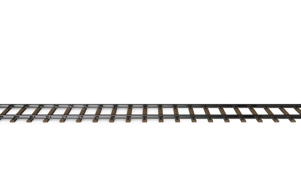 Railway track. Isolated on white background. 3D rendering illust