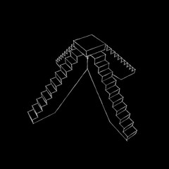 Obraz premium Pedestal with steps. Isolated on black background. Sketch illust