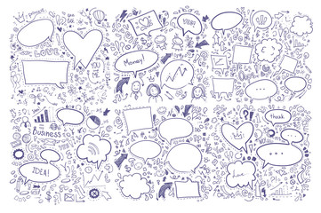 Hand drawn vector illustration. Set of speech bubbles and others