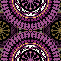 Vector seamless pattern ethnic style background. Vintage decorative texture for wallpapers, backgrounds and page fill. Indian, arabic motive.