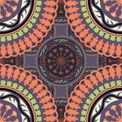 Vector seamless pattern ethnic style background. Vintage decorative texture for wallpapers, backgrounds and page fill. Indian, arabic motive.