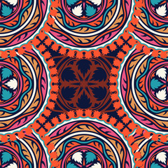 Vector seamless pattern ethnic style background. Vintage decorative texture for wallpapers, backgrounds and page fill. Indian, arabic motive.