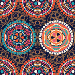 Vector seamless pattern ethnic style background. Vintage decorative texture for wallpapers, backgrounds and page fill. Indian, arabic motive.