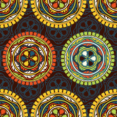 Vector seamless pattern ethnic style background. Vintage decorative texture for wallpapers, backgrounds and page fill. Indian, arabic motive.