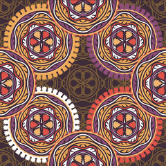 Vector seamless pattern ethnic style background. Vintage decorative texture for wallpapers, backgrounds and page fill. Indian, arabic motive.