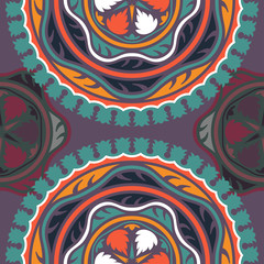 Vector seamless pattern ethnic style background. Vintage decorative texture for wallpapers, backgrounds and page fill. Indian, arabic motive.