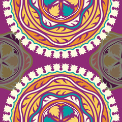 Vector seamless pattern ethnic style background. Vintage decorative texture for wallpapers, backgrounds and page fill. Indian, arabic motive.