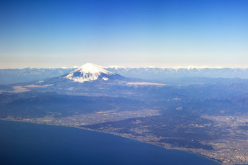 空撮した富士山