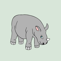 Vector baby rhino . Cartoon illustration 